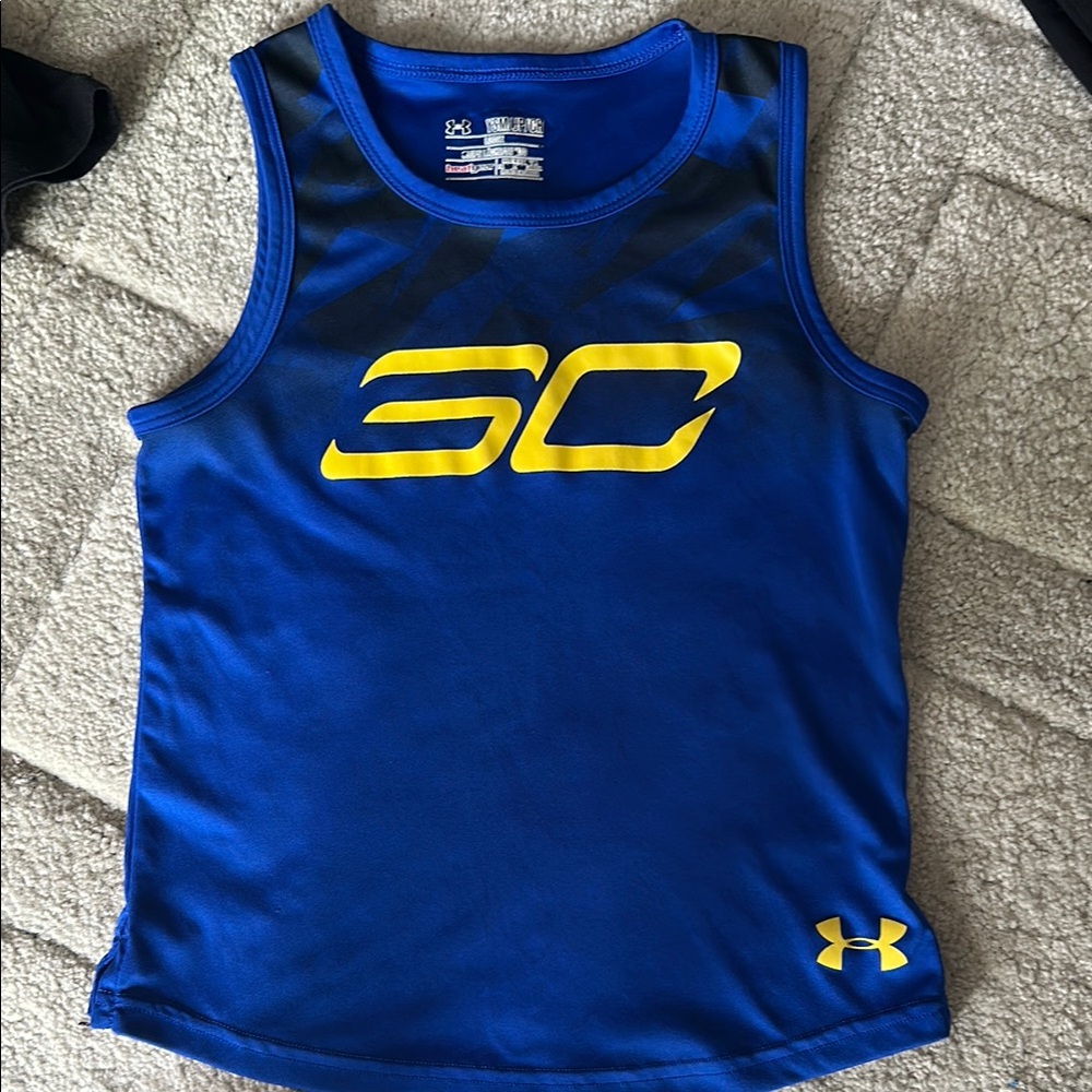 Under Armour Blue and Yellow Athletic Tank Top